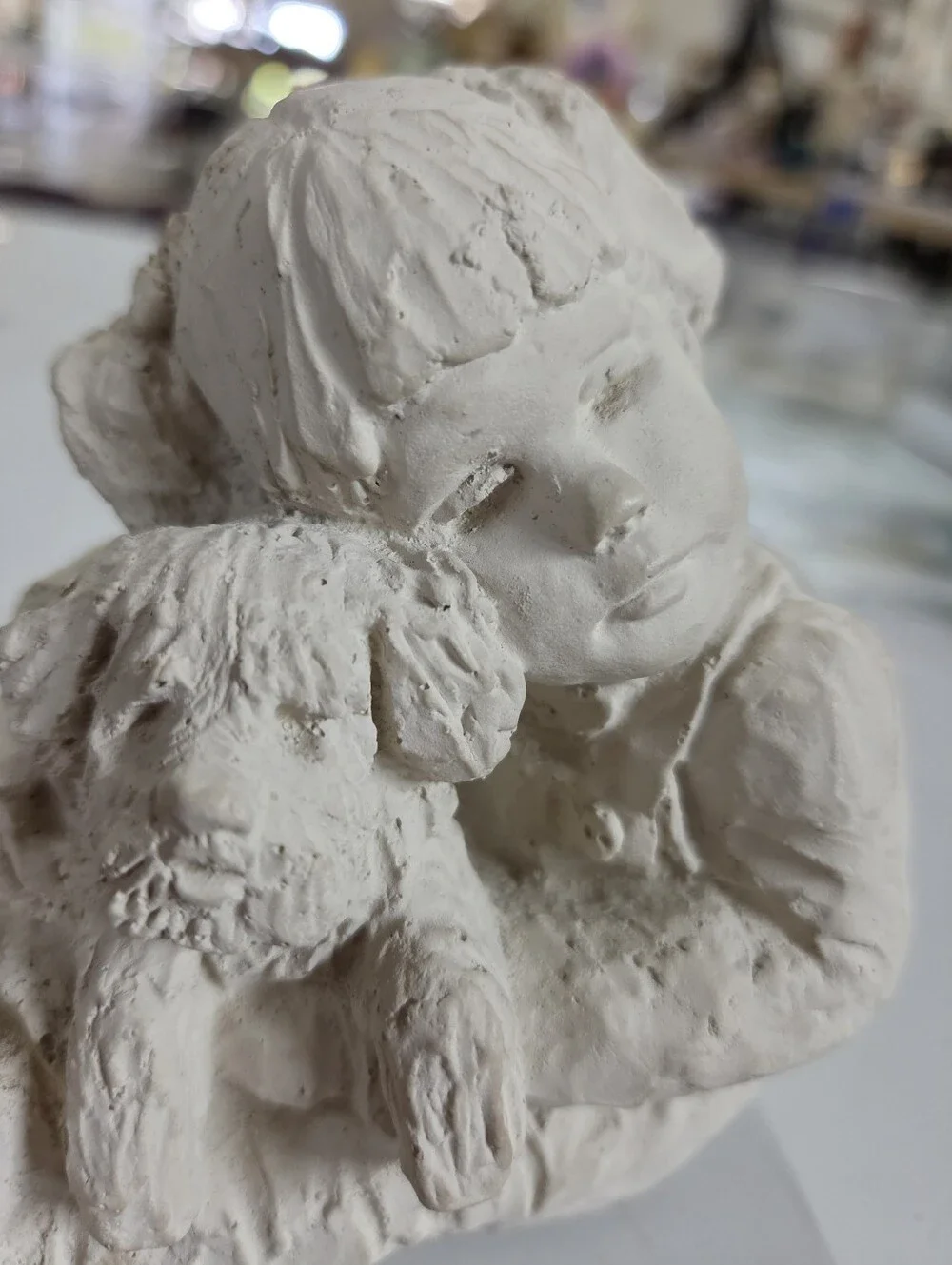 VTG 1987 Austin Productions Bright Eyes Sculpture Dee Crowley Girl & Dog
